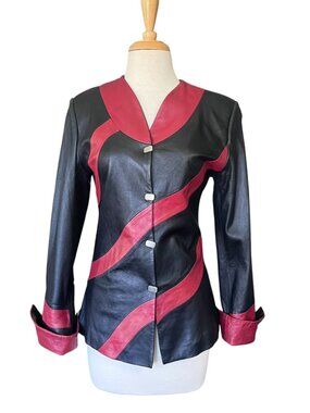Toscani Black & Red Leather Jacket